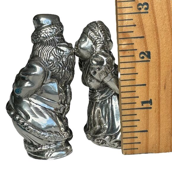 Vintage Pewter Kirk Stieff Williamsburg Christmas Santa Salt And Pepper Shakers - Picture 11 of 14